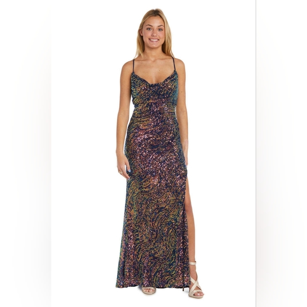 Morgan & Co Multicolor Sequin Evening Gown​